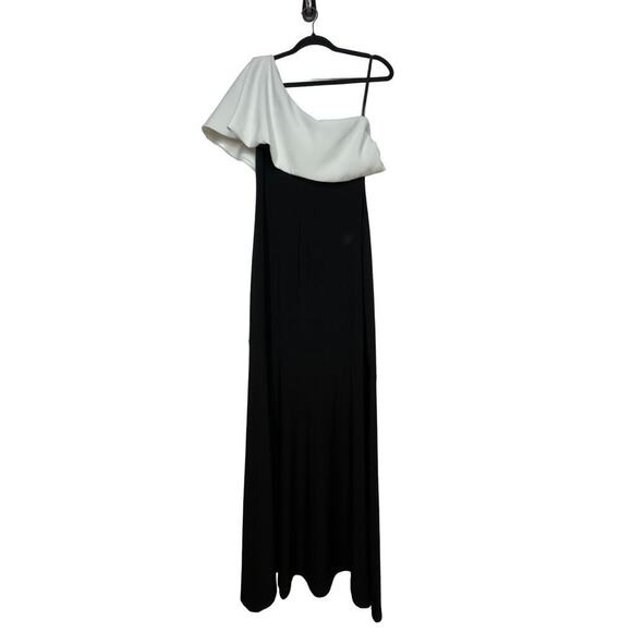 Lauren Ralph Lauren Black and White One-Shoulder Dress - Picture 1 of 10